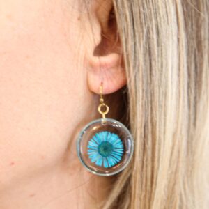 Okrugle naušnice s prešanim cvijećem zalivenim smolom (SET 12 par.)