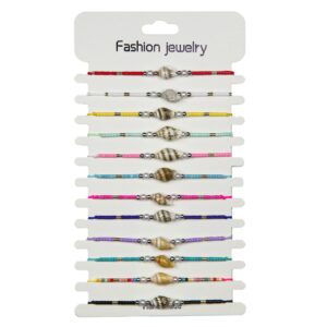 Narukvice sa sitnim perlicama i Nassa školjkicom (SET 12 kom.)