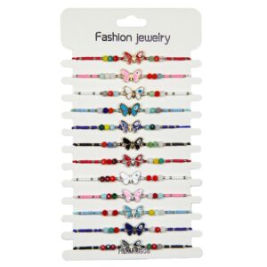 Narukvice s raznim perlicama i leptirom (SET 12 kom.)