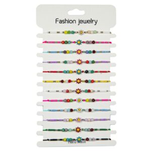 Narukvice s raznim perlicama i cvijetom (SET 12 kom.)