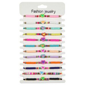 Narukvice s rezanim perlicama i šarenim srcem (SET 12 kom.)