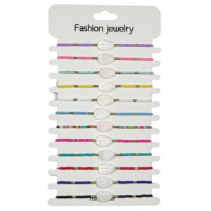 Narukvice sa sitnim perlicama i sedefnim listom (SET 12 kom.)