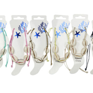 Nanožnice s manje kauri školjkica na raznim bojama konopa (SET 12 kom.)