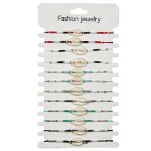 Narukvice sa sitnim perlicama i kauri školjkicom (SET 12 kom.)