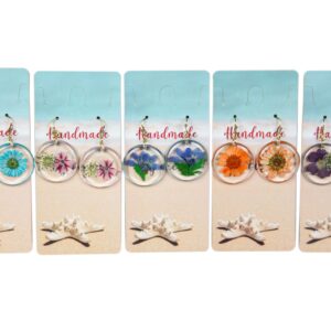 Okrugle naušnice s prešanim cvijećem zalivenim smolom (SET 12 par.)