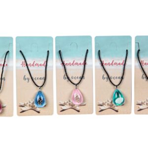 Kapljica ogrlice sa školjkom zalivenom smolom (SET 12 kom.)