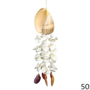 Visilica s bijelim školjkama na vertikalnoj školjki Melo