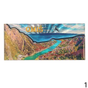 Drveni dvoslojni magneti s folijskim efektom, Omiš (SET 24 kom.)