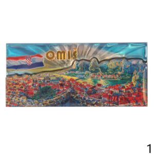 Drveni dvoslojni magneti s folijskim efektom, Omiš panorama (SET 24 kom.)