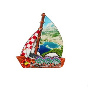 Drveni magneti jedrilica, Makarska (SET 24 kom.)