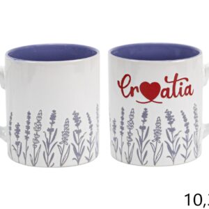 Bijelo-ljubičasta keramička šalica s lavandom, Croatia