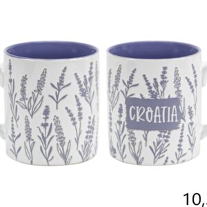 Bijela keramička šalica s ljubičastim motivom lavande, Croatia