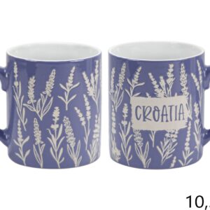 Ljubičasta keramička šalica s bijelim motivom lavande, Croatia