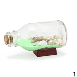 Ukrasna bočica na postolju, sa školjkicama, zeleni pijesak