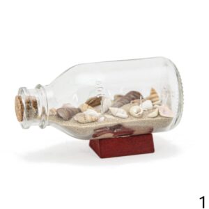 Ukrasna bočica na postolju, sa školjkicama, natural pijesak