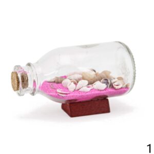 Ukrasna bočica na postolju, sa školjkicama, rozi pijesak