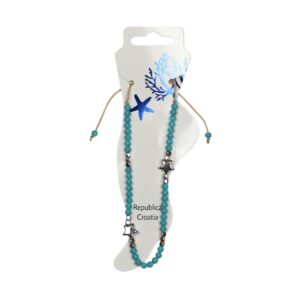 Nanožnice s tirkiznim kuglicama i metalnim zvijezdama (SET 12 kom.)