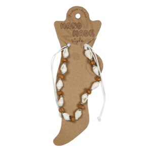 Nanožnice od bijelih Nassa školjkica i drvenih kuglica (SET 12 kom.)