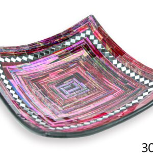 Crna zdjela sa crveno-ljubičastim crtama, 30cm