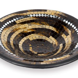 Crna okrugla keramička zdjela sa crno-zlatnim stakalcima