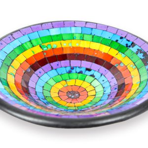 Crna okrugla keramička zdjela sa stakalcima duginih boja