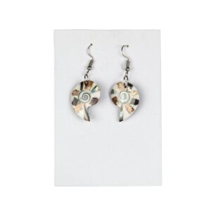 Naušnice s Nautilusom od bijelo-smeđe školjke