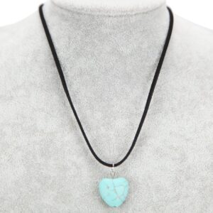 Ogrlice na crnom konopu, tirkizno kameno srce, veće (SET 12 kom.)
