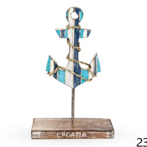 Plavo-bijelo drveno sidro na postolju, Croatia