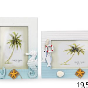Drveni bijelo-tirkizni okviri, ribe i konjic (SET 8 kom.)