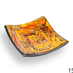 Crna zdjela sa zlatno-crvenim stakalcima, 15cm