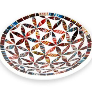 Bijela zdjela sa šarenim cvjetovima i rubom, 30cm