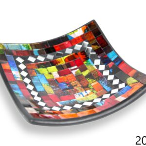 Crna zdjela s raznobojnim stakalcima i zrcalnim rombovima, 20cm