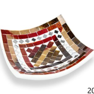 Bijela zdjela sa crno-zlatno-crvenim stakalcima i zrcalnim rombovima, 20cm