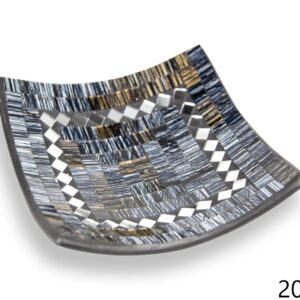 Crna zdjela sa crno-bijelim stakalcima i zrcalnim rombovima, 20cm