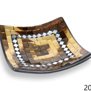 Crna zdjela sa zlatnim stakalcima i zrcalnim rombovima, 20cm