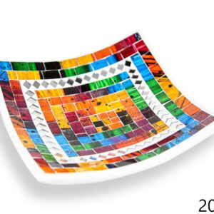 Bijela zdjela s raznobojim stakalcima i zrcalnim rombovima, 20cm