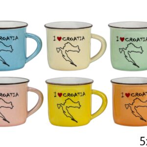 Male šalice u raznim bojama, I love Croatia (SET 6 kom.)