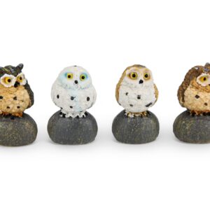 Figure sova na crnom kamenu (SET 4 kom.)