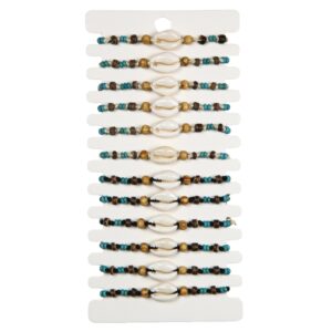 Narukvice s kauri školjkicom i drvenim perlicama (SET 12 kom.)