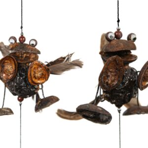 Trostruka drvena visilica vrtirepka, žaba