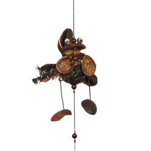 Drvena visilica vrtirepka s listom i udaraljkom, žaba