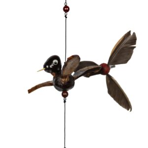 Drvena visilica vrtirepka s listom i udaraljkom, kolibrić