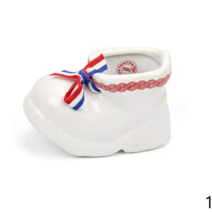 Keramička bijela cipelica s pleterom i trobojnom trakom