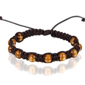 Narukvice s kuglicama od drva, crni konop (SET 10 kom.)