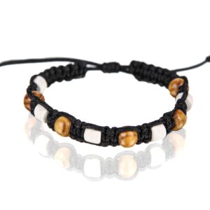 Narukvice s drvom i kamenom, crni konop (SET 10 kom.)