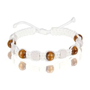 Narukvice s drvom i kamenom, bijeli konop (SET 10 kom.)
