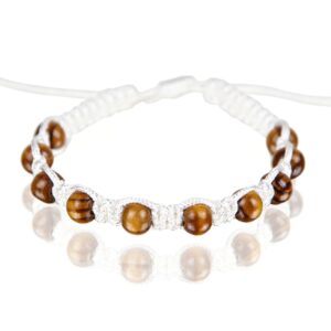 Narukvice s kuglicama od drva, bijeli konop (SET 10 kom.)