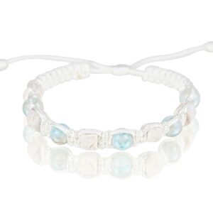 Bijele narukvice s kamenom i tirkiznim kuglicama (SET 10 kom.)