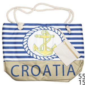 Platnena plavo-bijela torba sa sidrom, Croatia