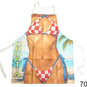 Jutena pregača s džepom, žensko tijelo